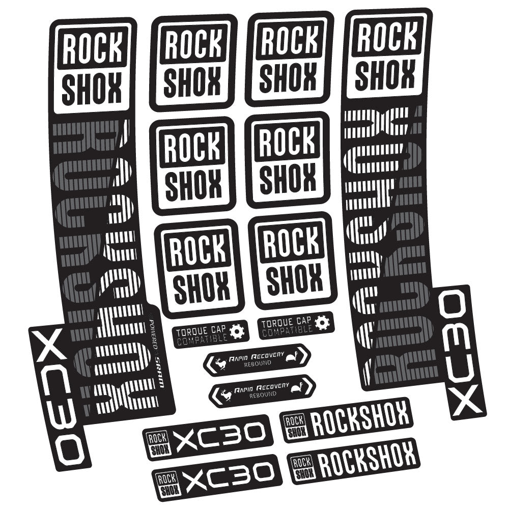 Stickers Rock Shox XC30 compatibles - Autocollants fourche VTT