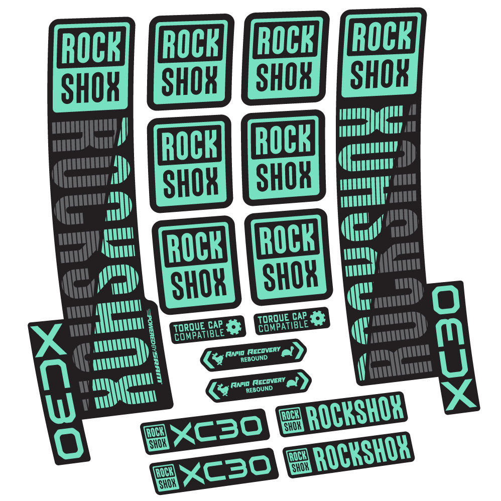Stickers Rock Shox XC30 compatibles - Autocollants fourche VTT
