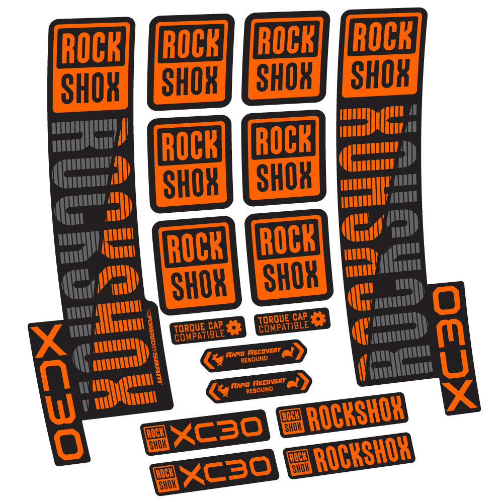Stickers Rock Shox XC30 compatibles - Autocollants fourche VTT