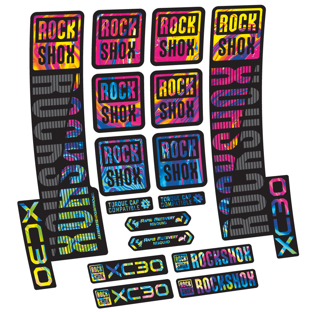 Stickers Rock Shox XC30 compatibles - Autocollants fourche VTT