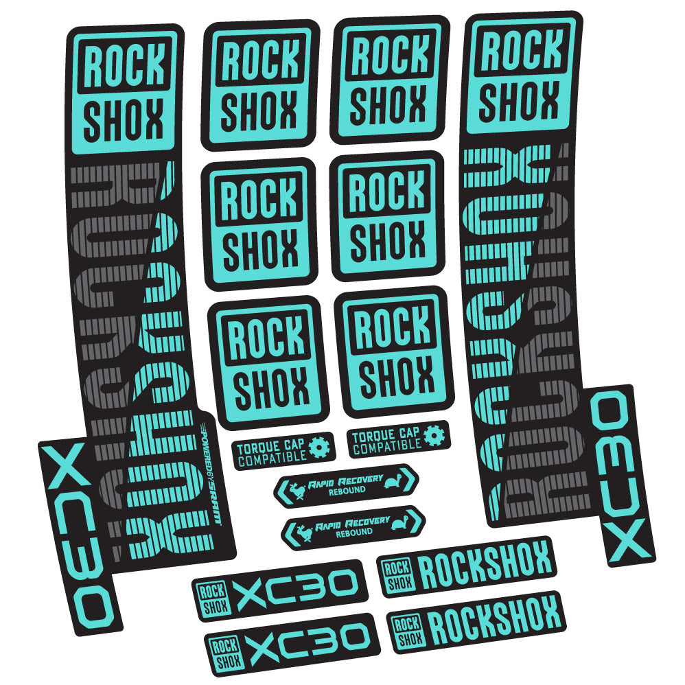 Stickers Rock Shox XC30 compatibles - Autocollants fourche VTT