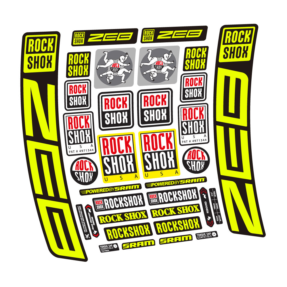 Stickers Rock Shox ZEB R 2020-2024 compatibles - Autocollants fourche VTT