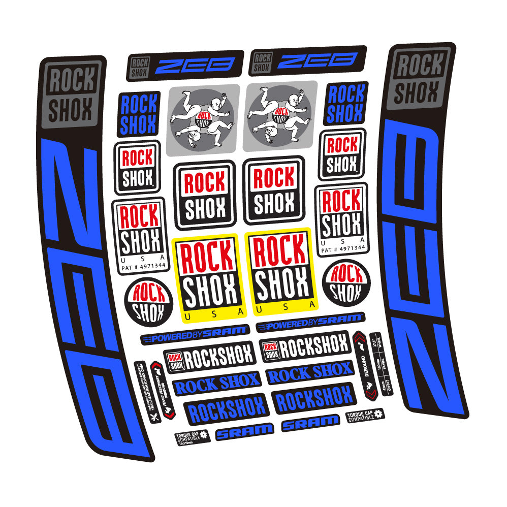Stickers Rock Shox ZEB R 2020-2024 compatibles - Autocollants fourche VTT
