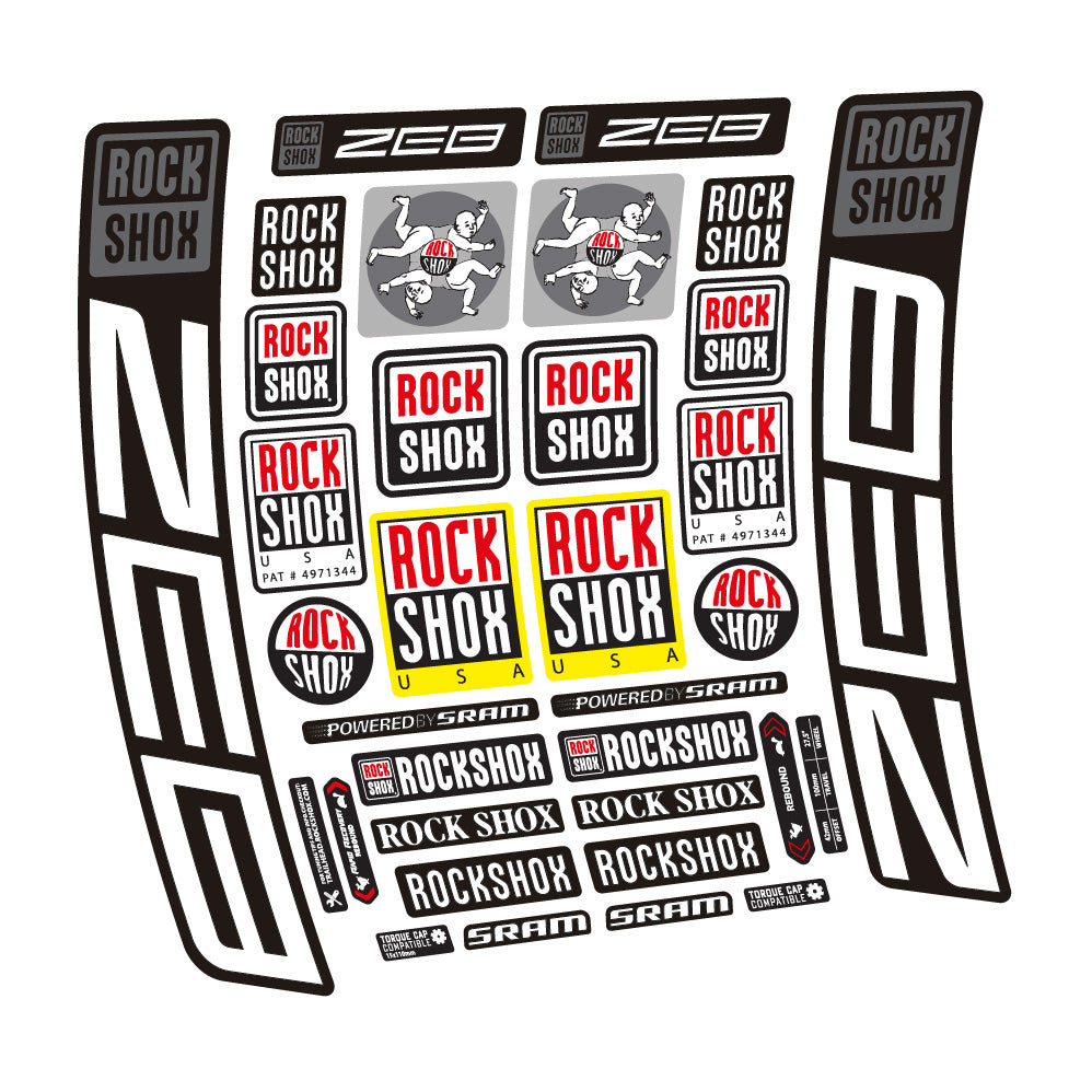 Stickers Rock Shox ZEB R 2020-2024 compatibles - Autocollants fourche VTT