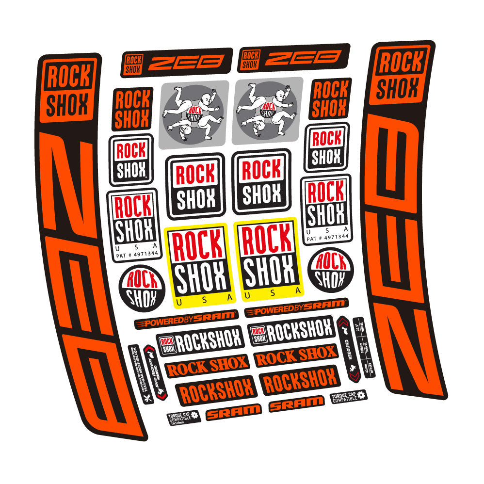 Stickers Rock Shox ZEB R 2020-2024 compatibles - Autocollants fourche VTT