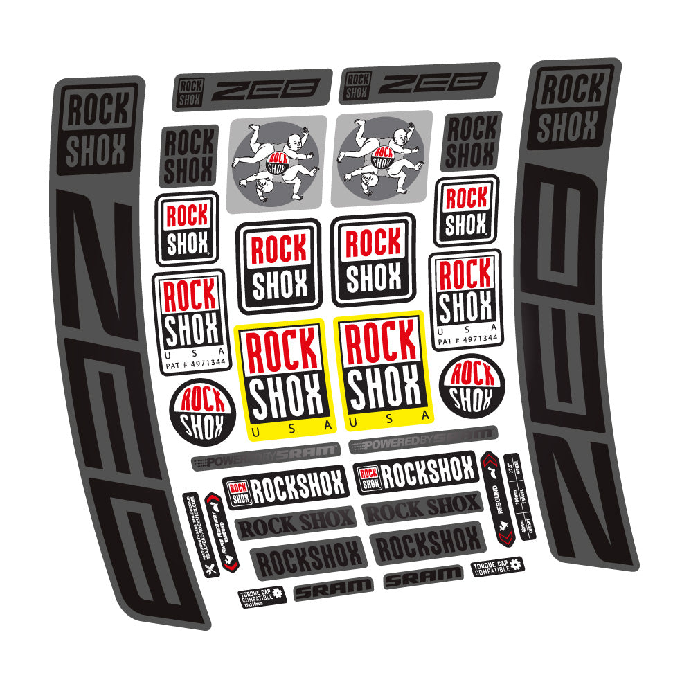 Stickers Rock Shox ZEB R 2020-2024 compatibles - Autocollants fourche VTT
