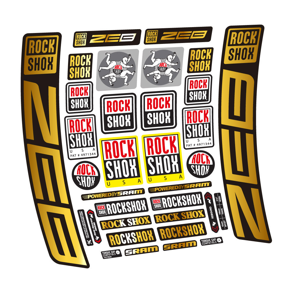 Stickers Rock Shox ZEB R 2020-2024 compatibles - Autocollants fourche VTT
