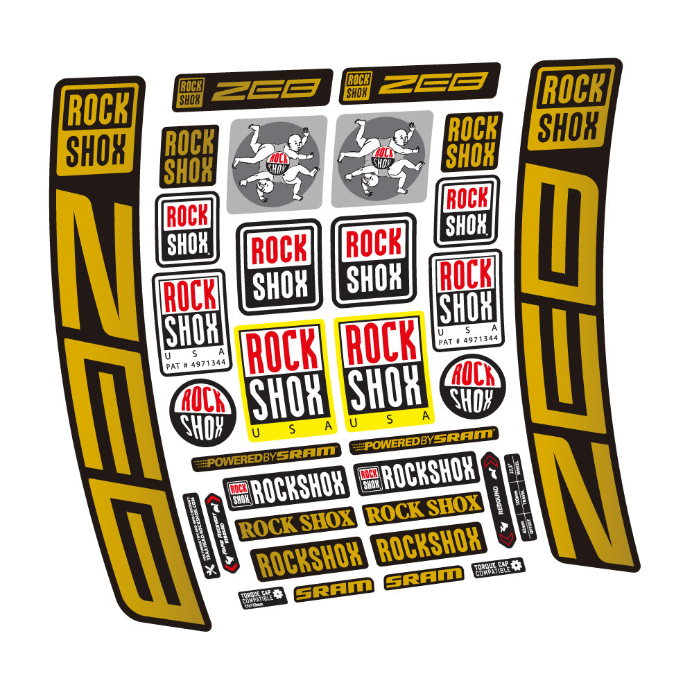 Stickers Rock Shox ZEB R 2020-2024 compatibles - Autocollants fourche VTT