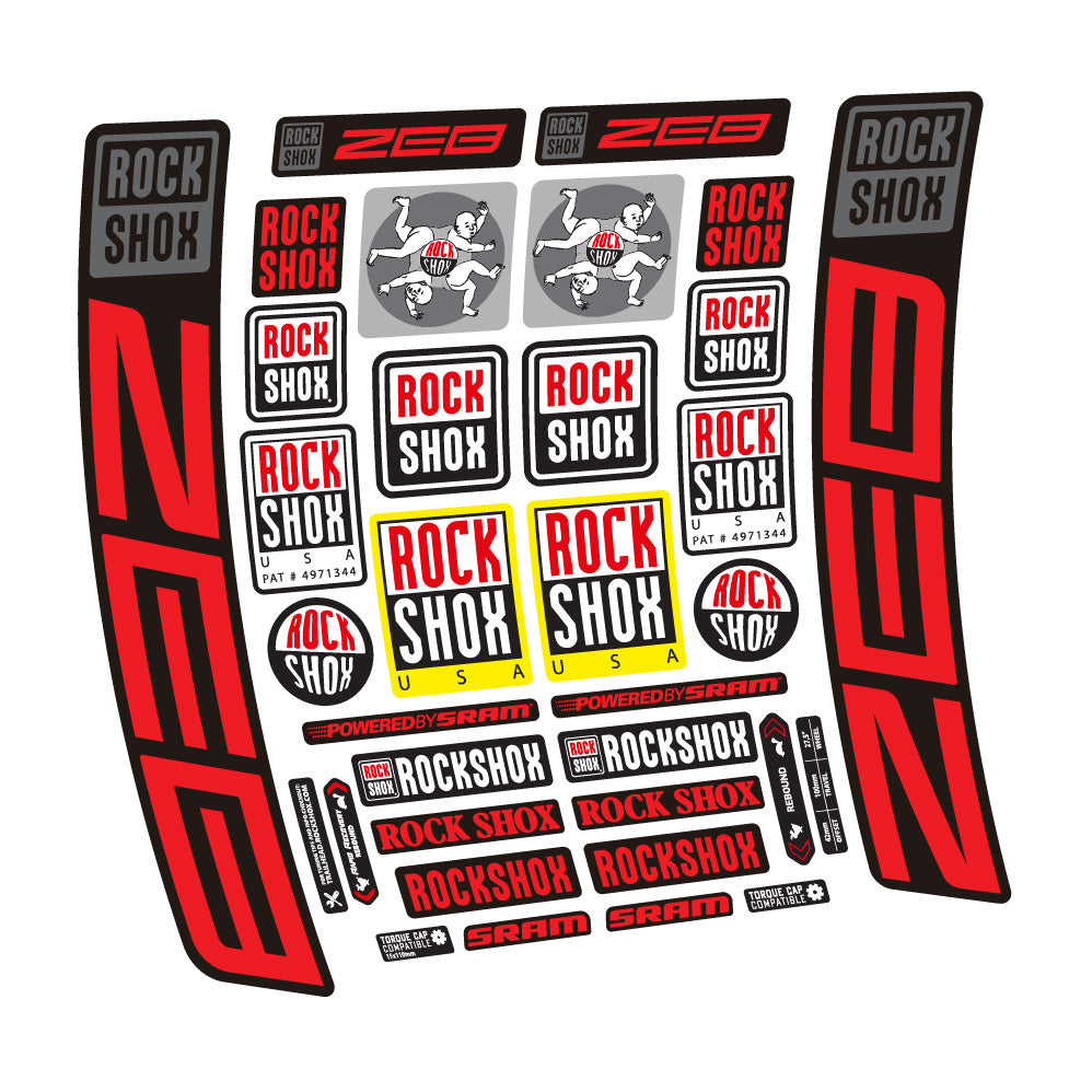 Stickers Rock Shox ZEB R 2020-2024 compatibles - Autocollants fourche VTT