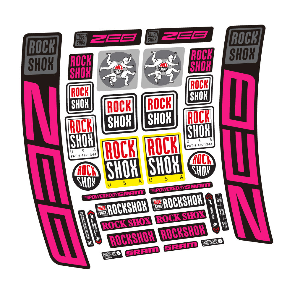 Stickers Rock Shox ZEB R 2020-2024 compatibles - Autocollants fourche VTT