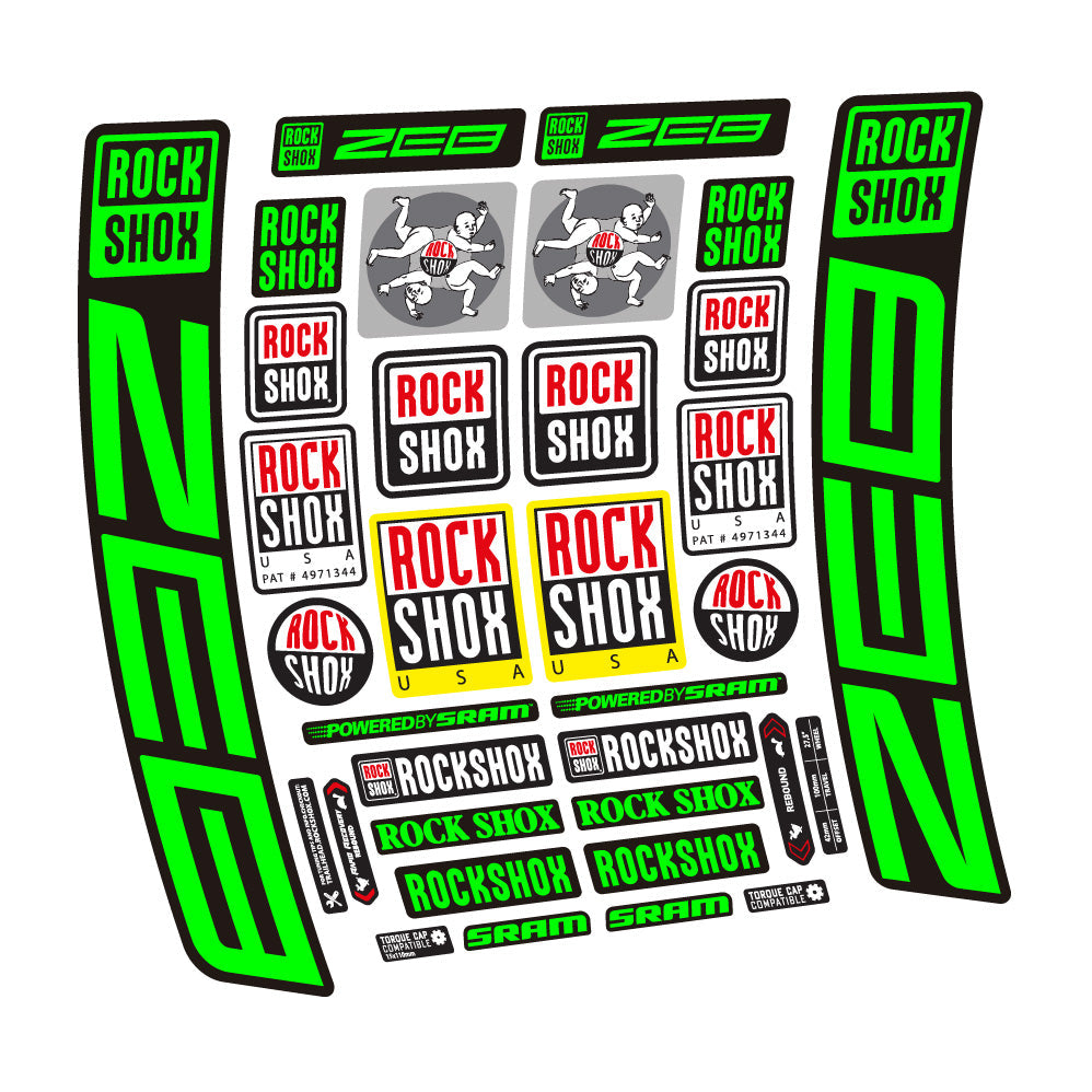 Stickers Rock Shox ZEB R 2020-2024 compatibles - Autocollants fourche VTT