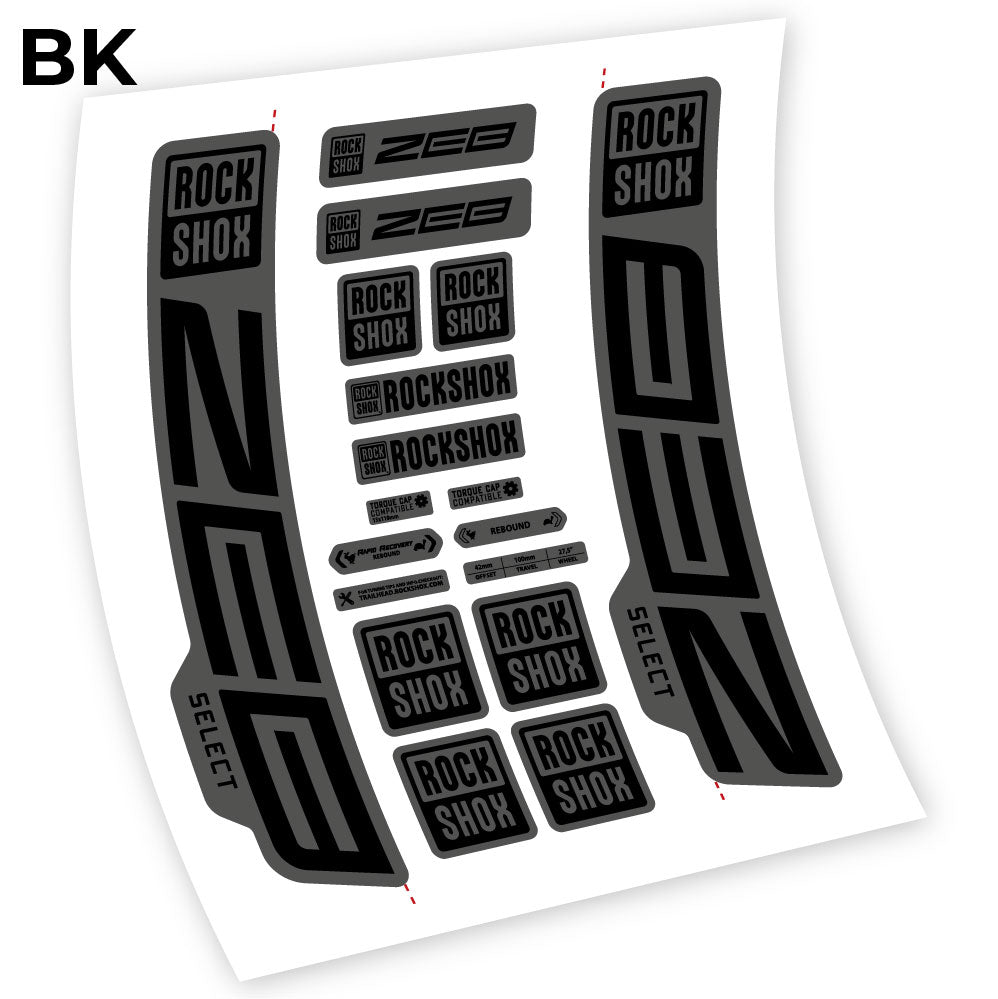 Stickers Rock Shox Zeb Select 20202024 compatibles Autocollants fourche VTT