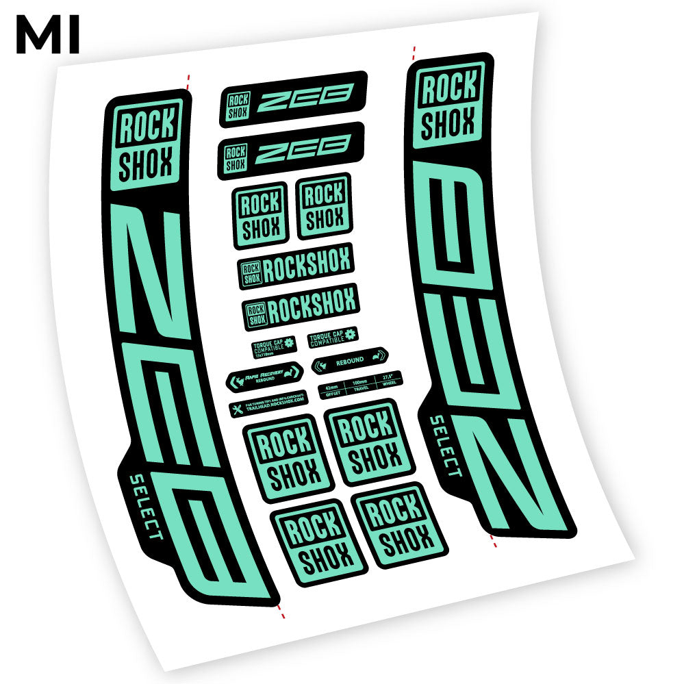 Stickers Rock Shox Zeb Select 20202024 compatibles Autocollants fourche VTT