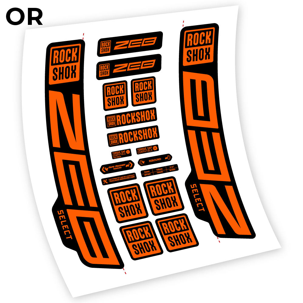 Stickers Rock Shox Zeb Select 20202024 compatibles Autocollants fourche VTT
