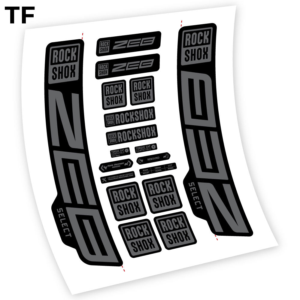 Stickers Rock Shox Zeb Select 20202024 compatibles Autocollants fourche VTT