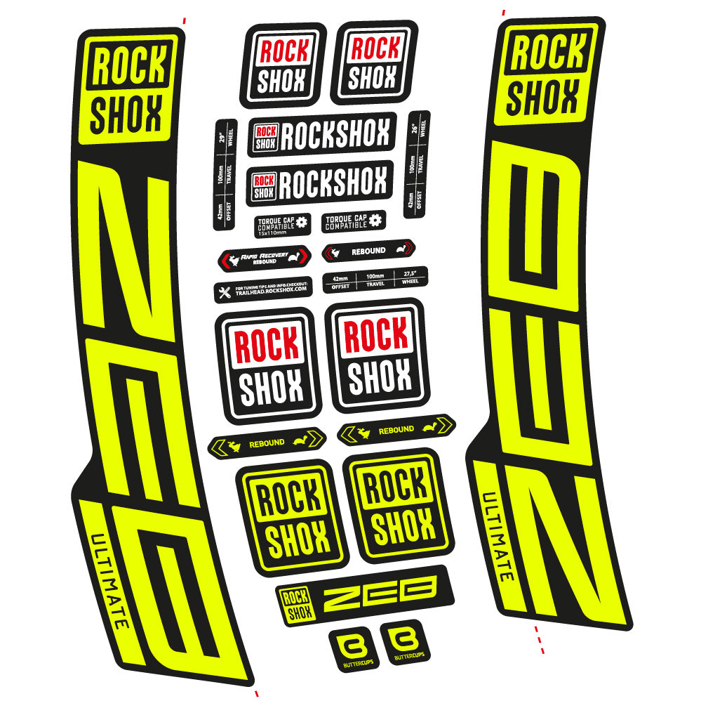 Stickers RockShox ZEB Ultimate 2020-2024 compatibles - Autocollants fourche VTT