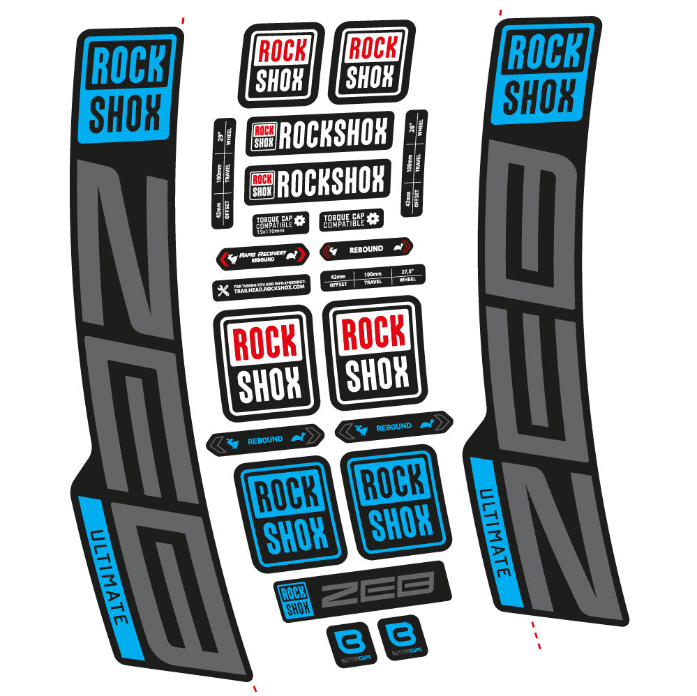 Stickers RockShox ZEB Ultimate 2020-2024 compatibles - Autocollants fourche VTT