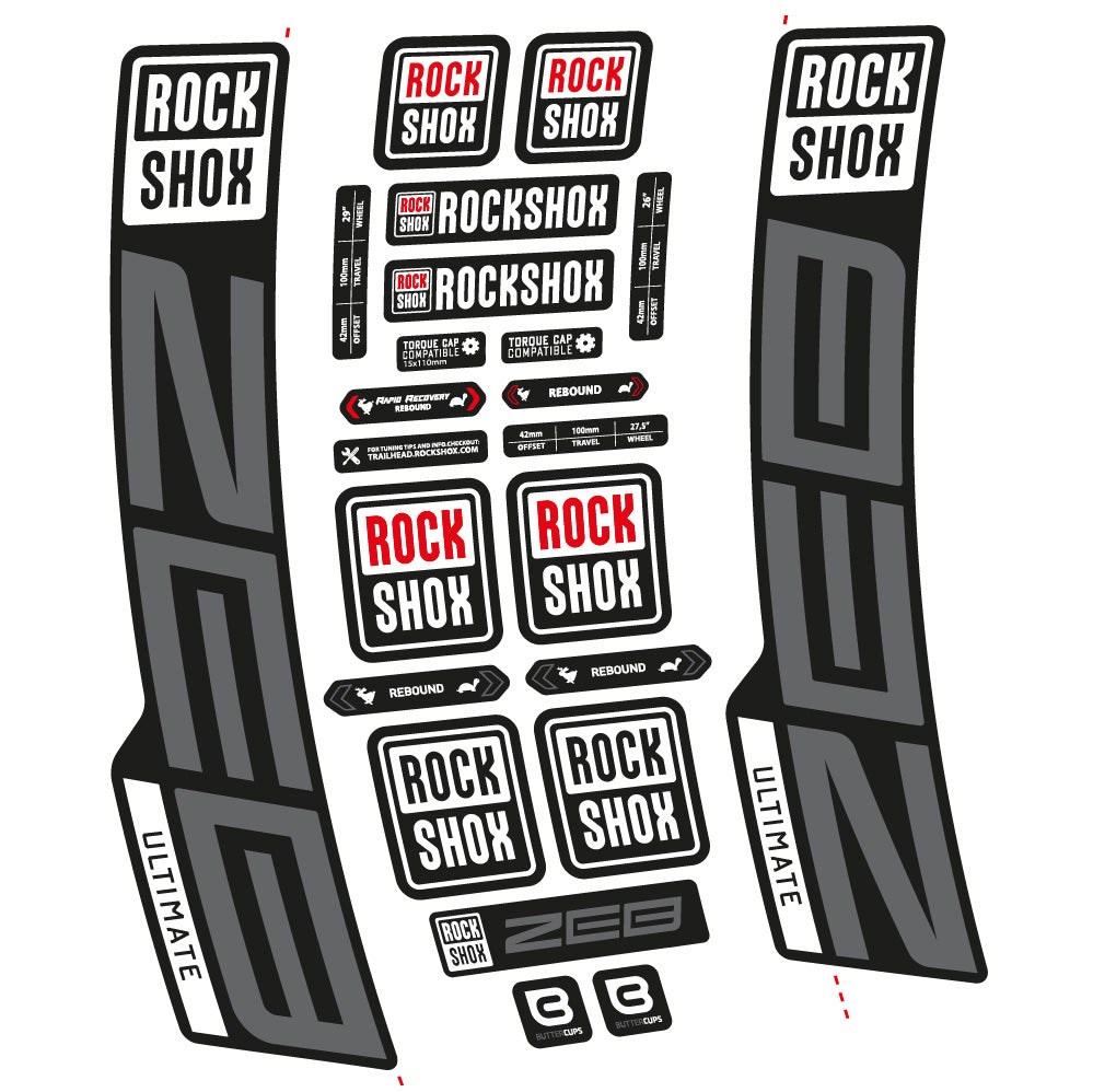 Stickers Rock Shox ZEB Ultimate 20202024 compatibles Autocollants fourche VTT 29"