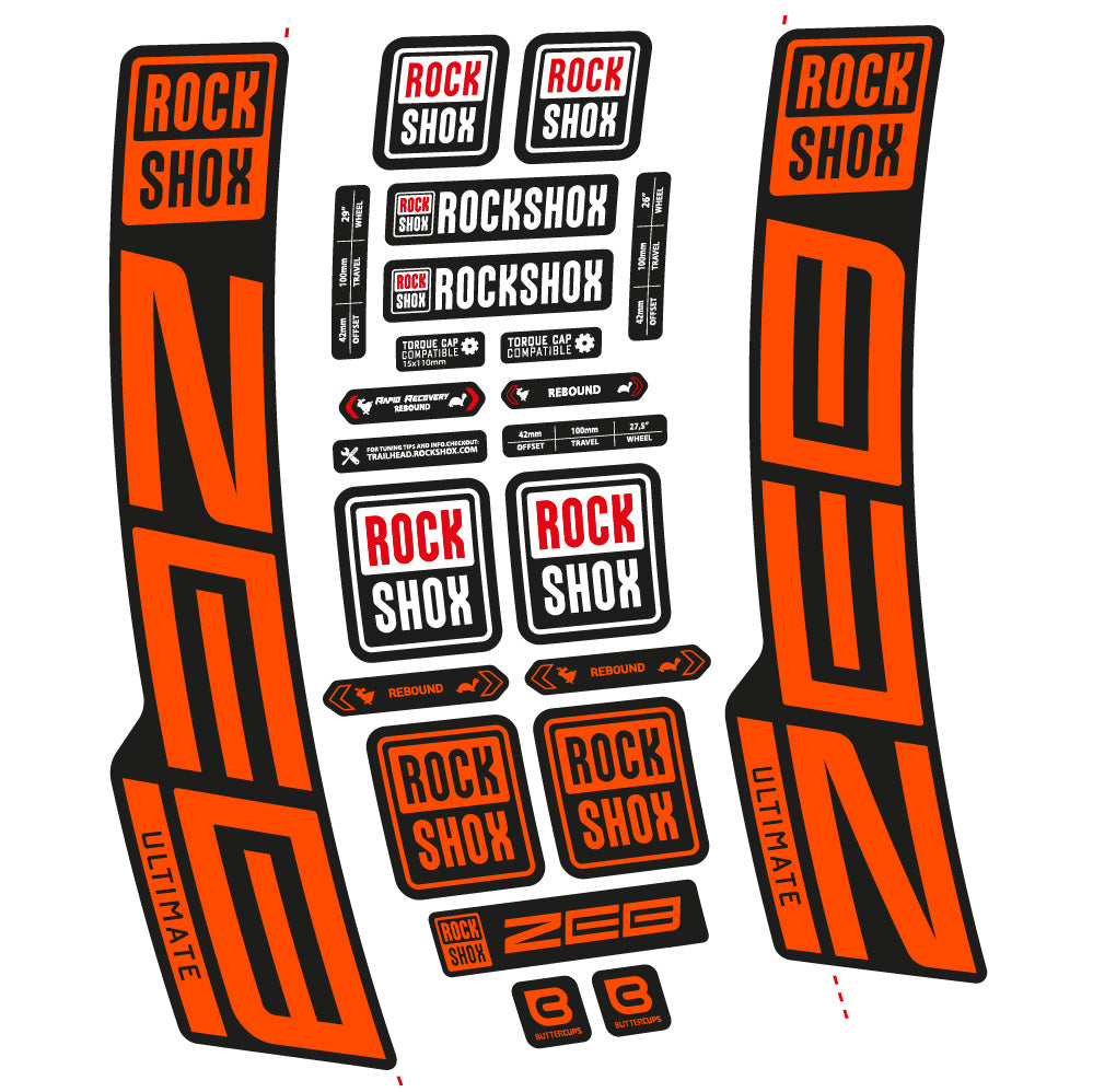 Stickers RockShox ZEB Ultimate 2020-2024 compatibles - Autocollants fourche VTT