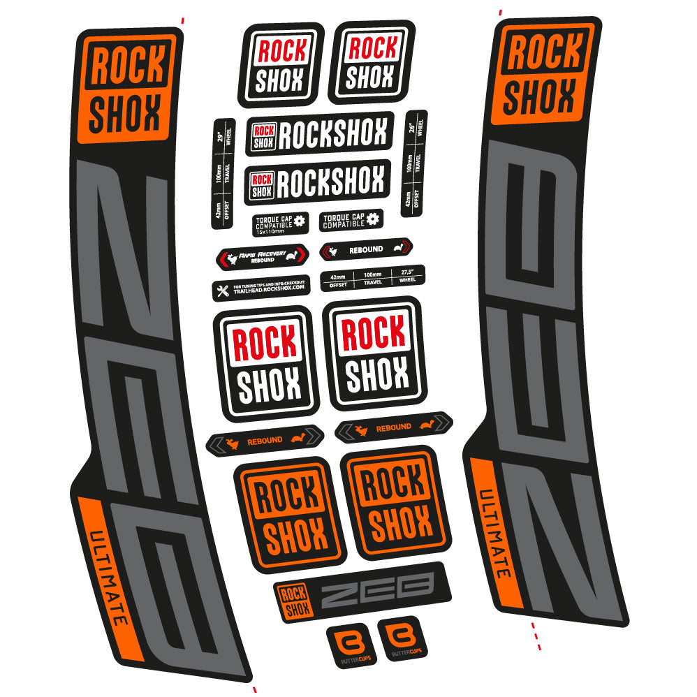Stickers Rock Shox ZEB Ultimate 20202024 compatibles Autocollants fourche VTT 29"