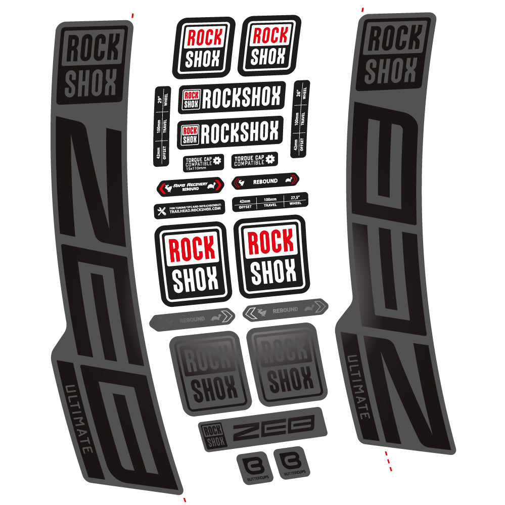 Stickers Rock Shox ZEB Ultimate 20202024 compatibles Autocollants fourche VTT 29"