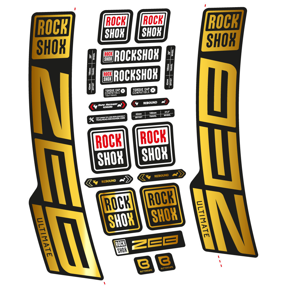 Stickers Rock Shox ZEB Ultimate 20202024 compatibles Autocollants fourche VTT 29"