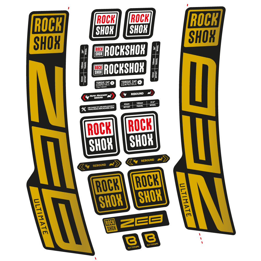 Stickers Rock Shox ZEB Ultimate 20202024 compatibles Autocollants fourche VTT 29"