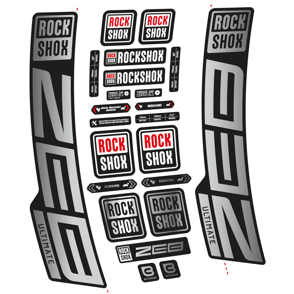 Stickers RockShox ZEB Ultimate 2020-2024 compatibles - Autocollants fourche VTT