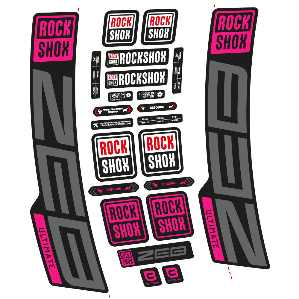 Stickers RockShox ZEB Ultimate 2020-2024 compatibles - Autocollants fourche VTT