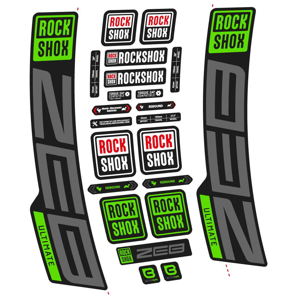 Stickers RockShox ZEB Ultimate 2020-2024 compatibles - Autocollants fourche VTT