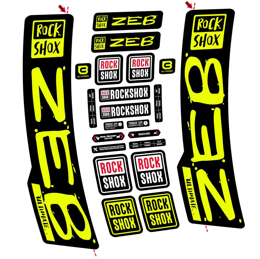 Stickers Rock Shox Zeb Ultimate compatibles - Autocollants fourche VTT