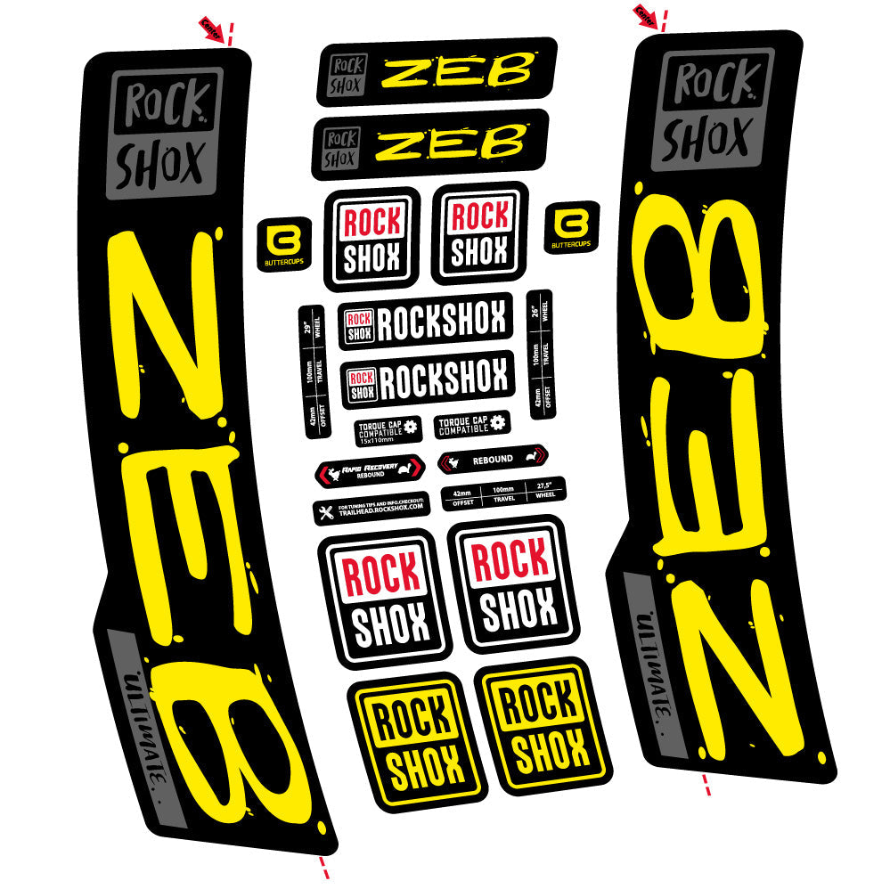 Stickers Rock Shox Zeb Ultimate compatibles - Autocollants fourche VTT