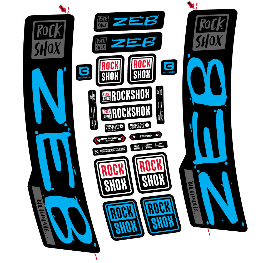 Stickers Rock Shox Zeb Ultimate compatibles - Autocollants fourche VTT