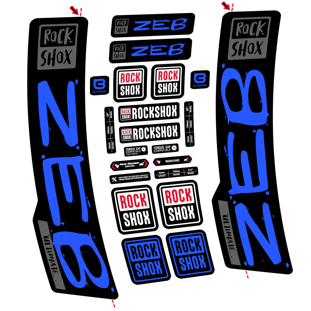 Stickers Rock Shox Zeb Ultimate compatibles - Autocollants fourche VTT