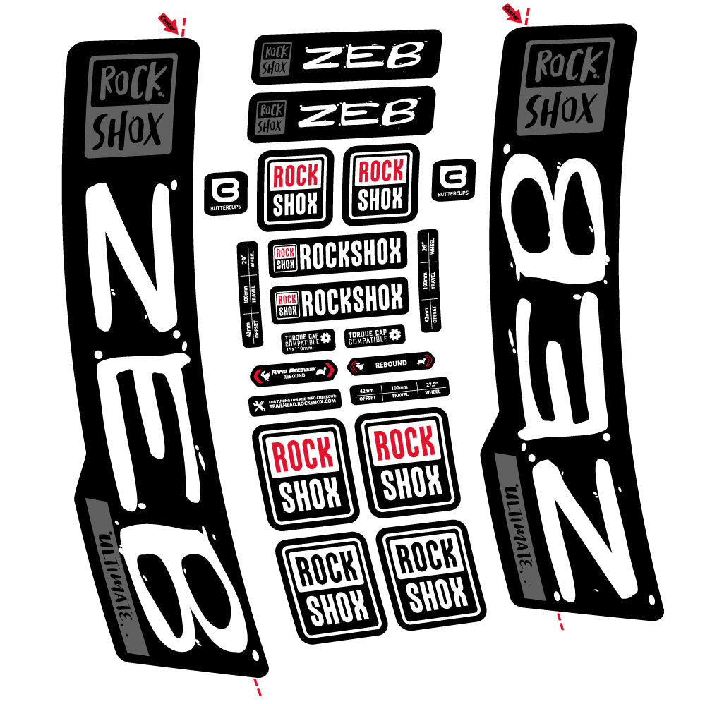 Stickers Rock Shox Zeb Ultimate compatibles - Autocollants fourche VTT