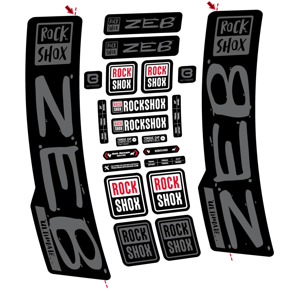 Stickers Rock Shox Zeb Ultimate compatibles - Autocollants fourche VTT