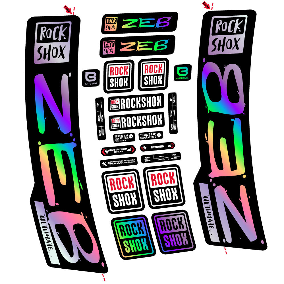 Stickers Rock Shox Zeb Ultimate compatibles - Autocollants fourche VTT
