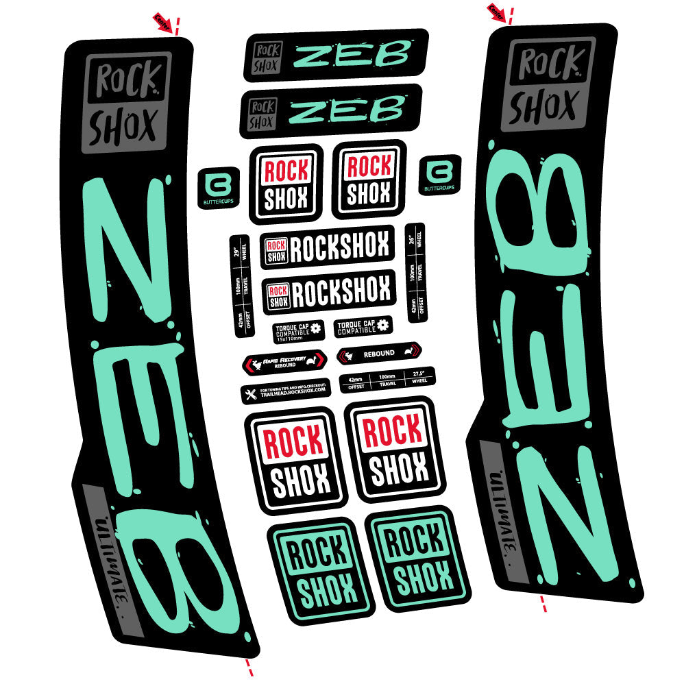 Stickers Rock Shox Zeb Ultimate compatibles - Autocollants fourche VTT