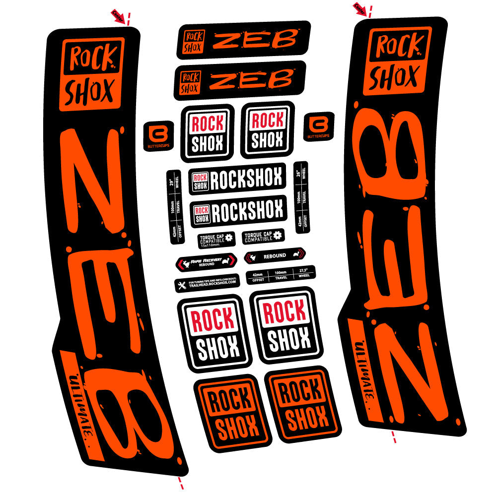 Stickers Rock Shox Zeb Ultimate compatibles - Autocollants fourche VTT