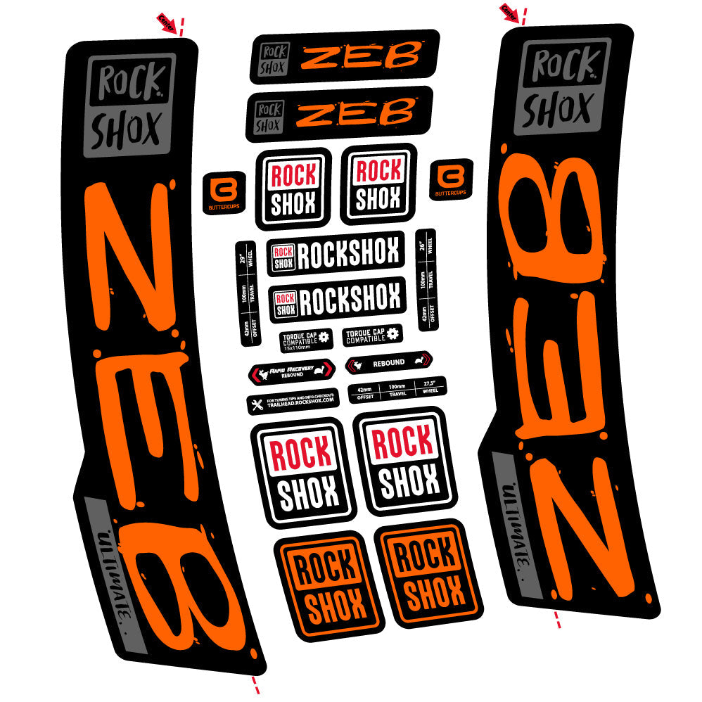 Stickers Rock Shox Zeb Ultimate compatibles - Autocollants fourche VTT