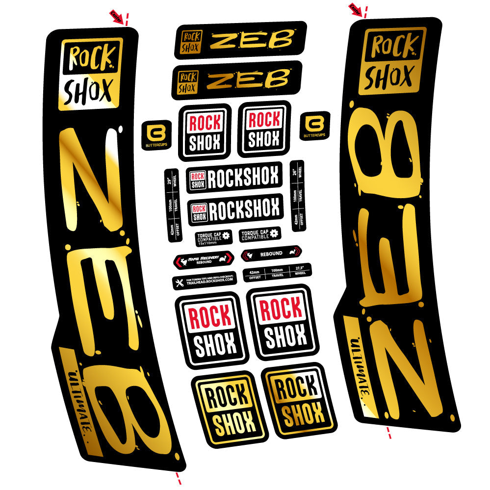 Stickers Rock Shox Zeb Ultimate compatibles - Autocollants fourche VTT