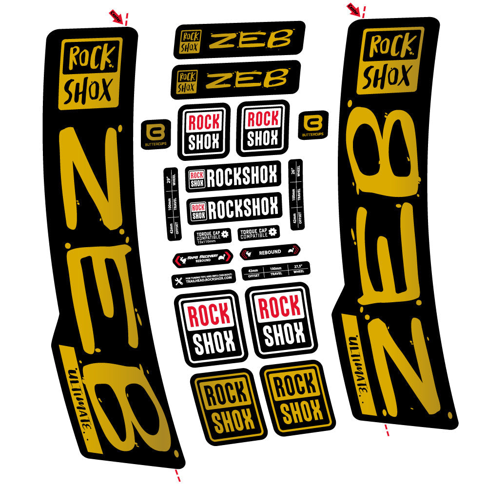 Stickers Rock Shox Zeb Ultimate compatibles - Autocollants fourche VTT