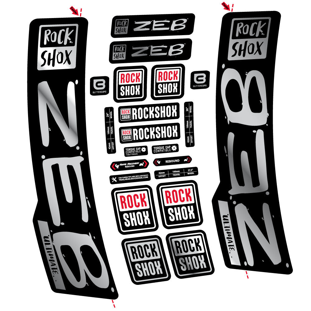 Stickers Rock Shox Zeb Ultimate compatibles - Autocollants fourche VTT