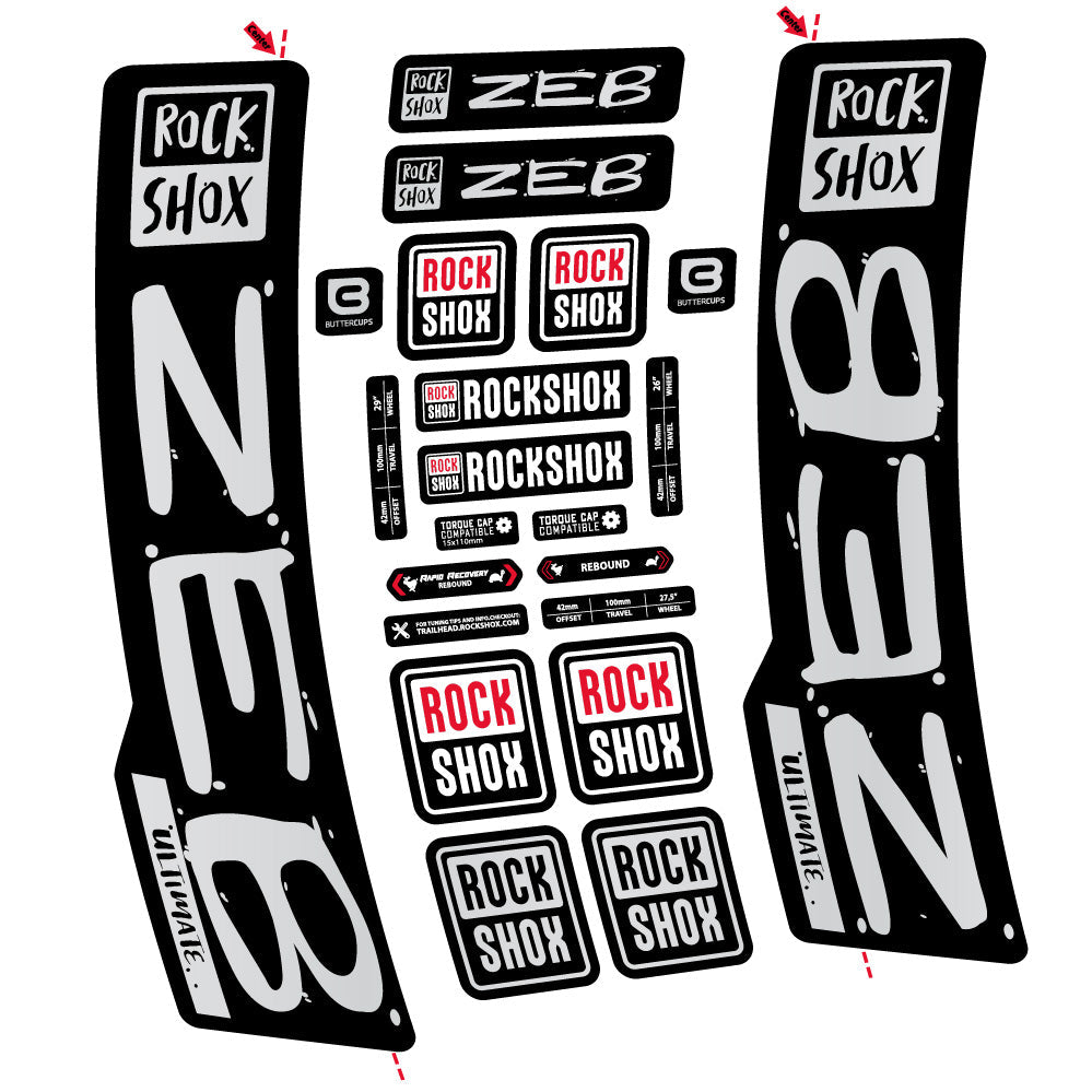 Stickers Rock Shox Zeb Ultimate compatibles - Autocollants fourche VTT