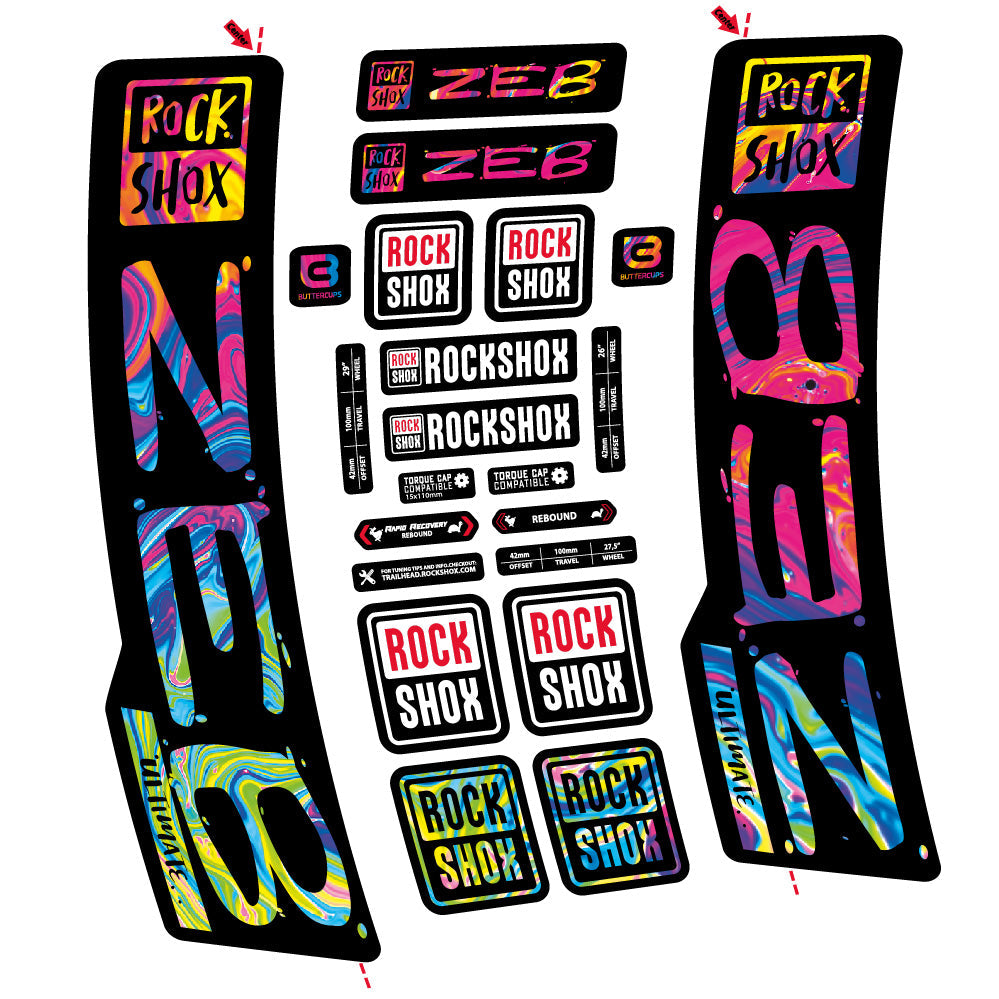 Stickers Rock Shox Zeb Ultimate compatibles - Autocollants fourche VTT