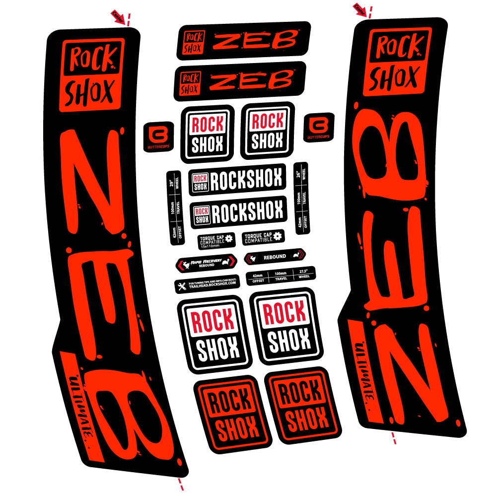 Stickers Rock Shox Zeb Ultimate compatibles - Autocollants fourche VTT