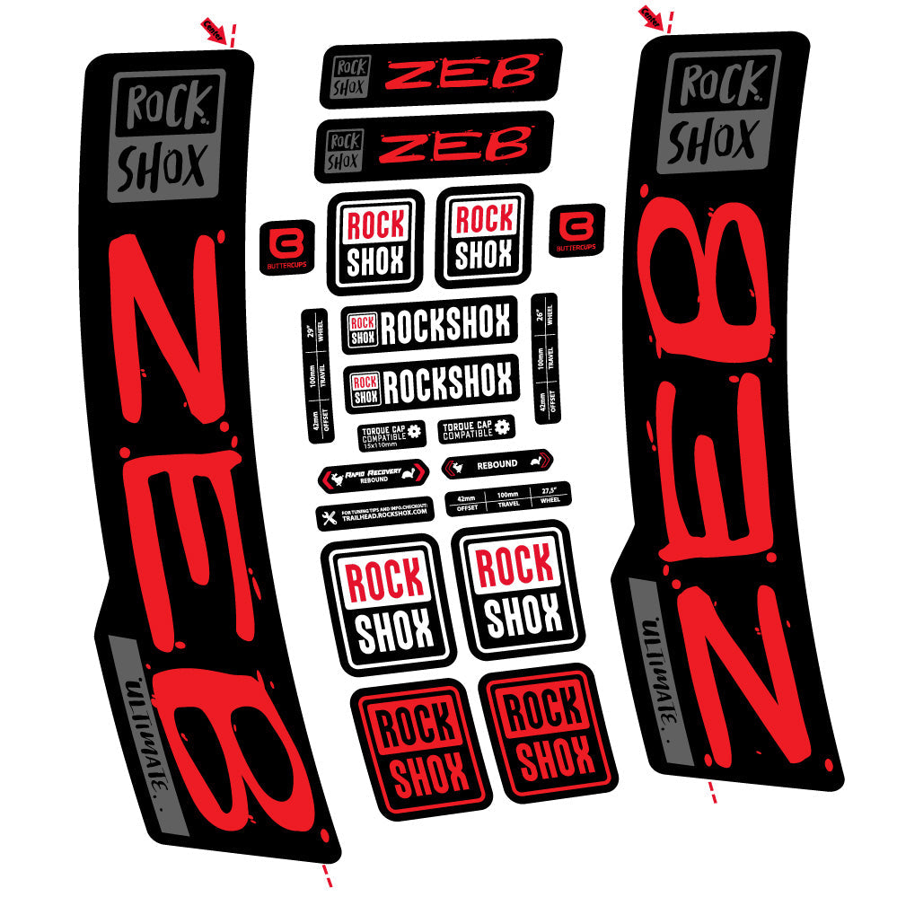 Stickers Rock Shox Zeb Ultimate compatibles - Autocollants fourche VTT