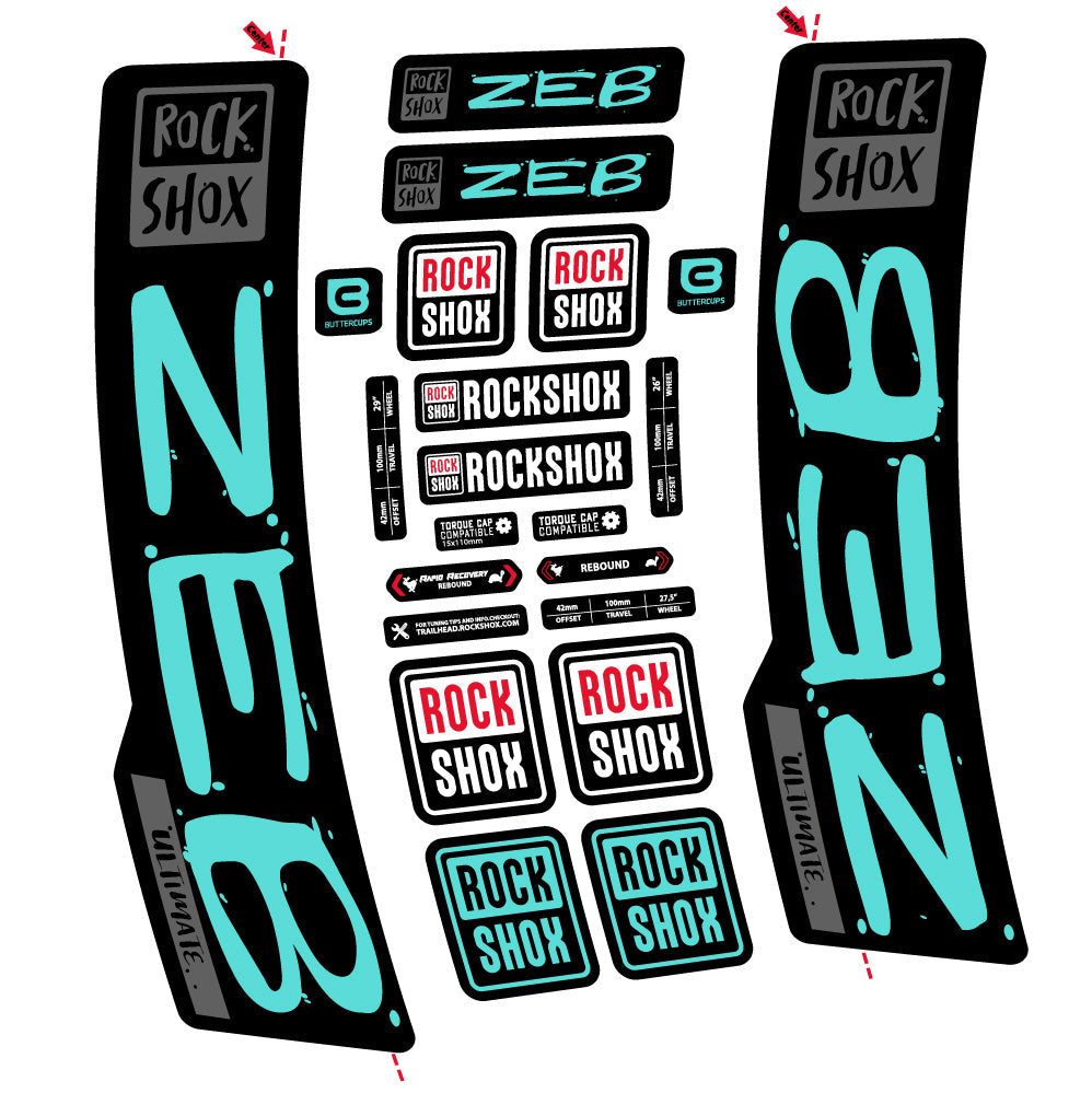 Stickers Rock Shox Zeb Ultimate compatibles - Autocollants fourche VTT