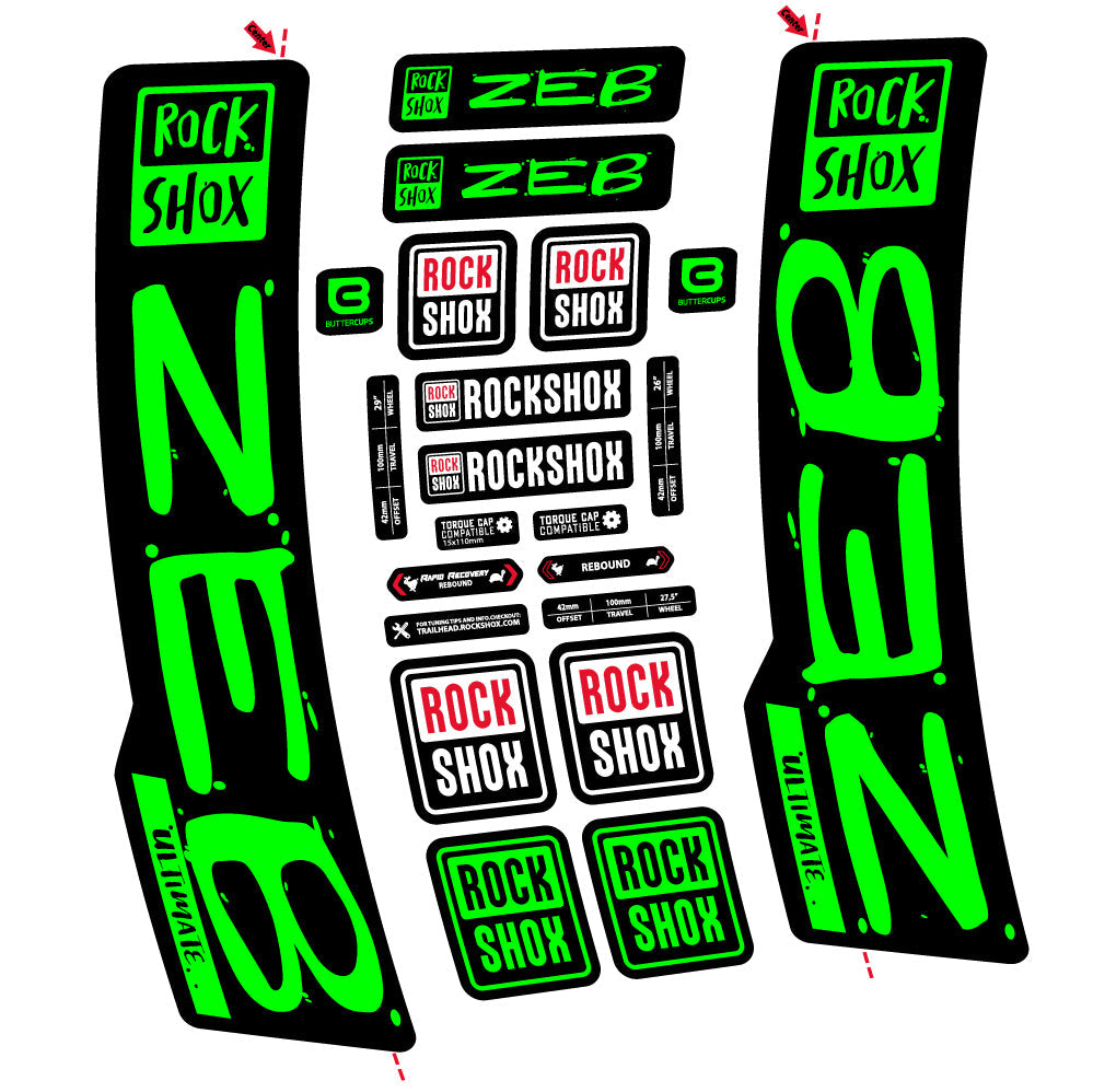 Stickers Rock Shox Zeb Ultimate compatibles - Autocollants fourche VTT