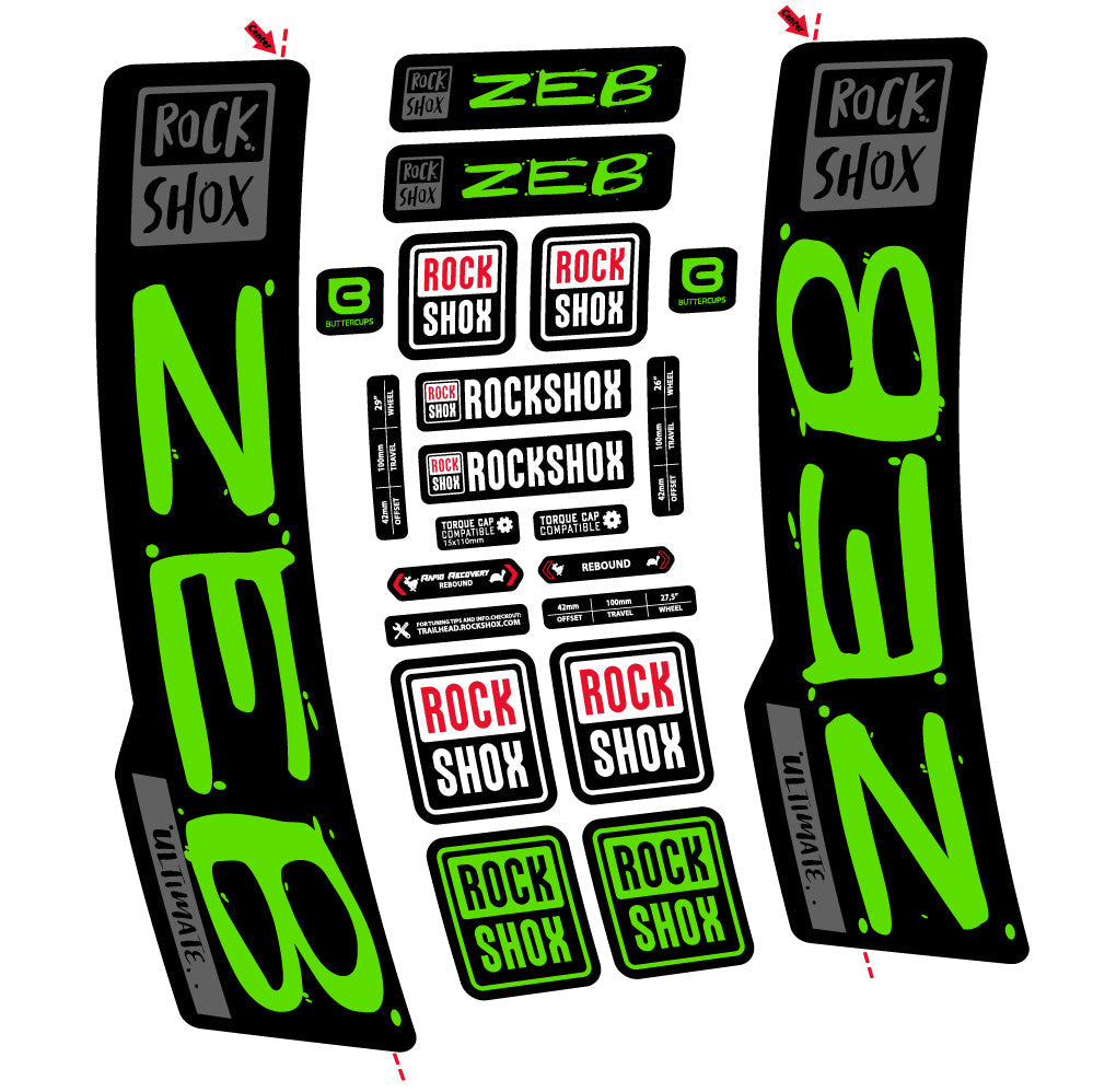 Stickers Rock Shox Zeb Ultimate compatibles - Autocollants fourche VTT